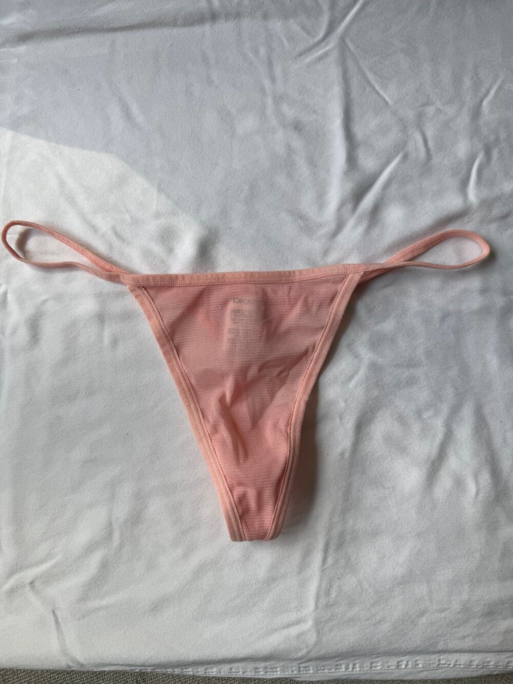 NWOT DKNY Size S Peach Pink Mesh G-String Thong Panty Minimal Lightweight